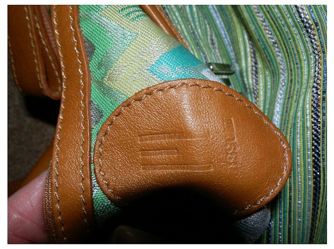 Borsa in pelle e tela Missoni Marrone Verde - vista 9