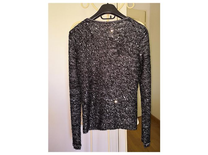 Autre Marque Peace N' Love Paillettenjacke Schwarz Silber - Ansicht 2