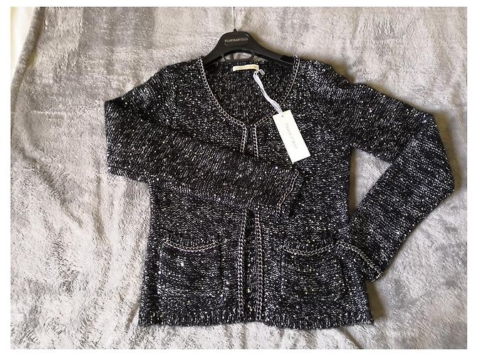 Autre Marque Peace N' Love Paillettenjacke Schwarz Silber - Ansicht 4