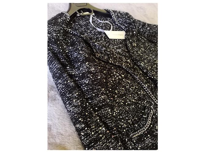 Autre Marque Peace N' Love Paillettenjacke Schwarz Silber - Ansicht 6