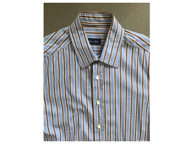 Massimo Dutti camisa azul branca marrom de T. XL (43-44) - vista 2