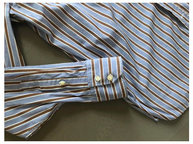Massimo Dutti camisa azul branca marrom de T. XL (43-44) - vista 3