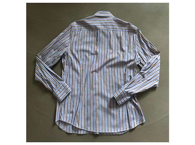 Massimo Dutti camisa azul branca marrom de T. XL (43-44) - vista 5