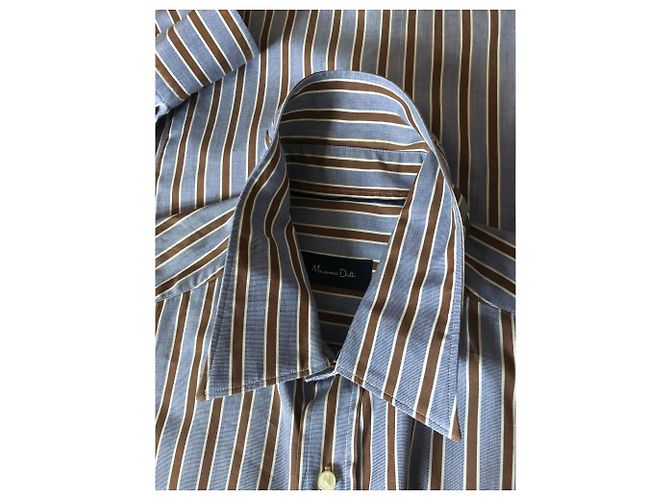 Massimo Dutti camisa azul branca marrom de T. XL (43-44) - vista 6