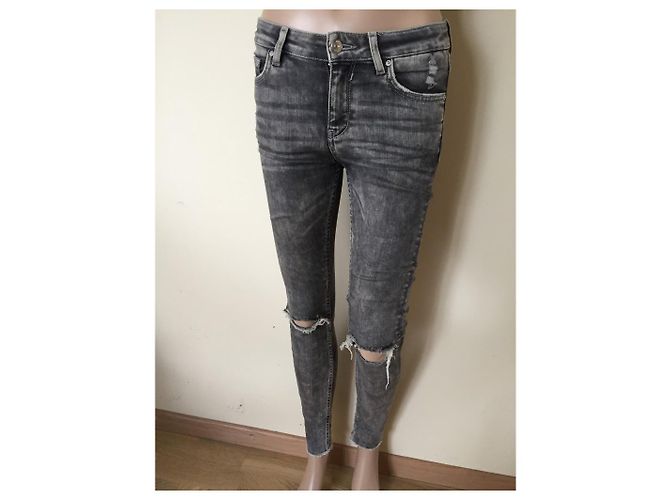 Vaqueros Zara Beige y Gris de Algodón XS - vista 2