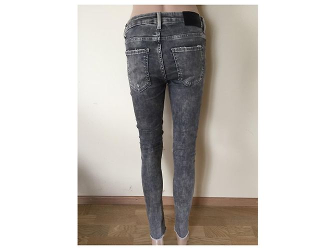 Vaqueros Zara Beige y Gris de Algodón XS - vista 4