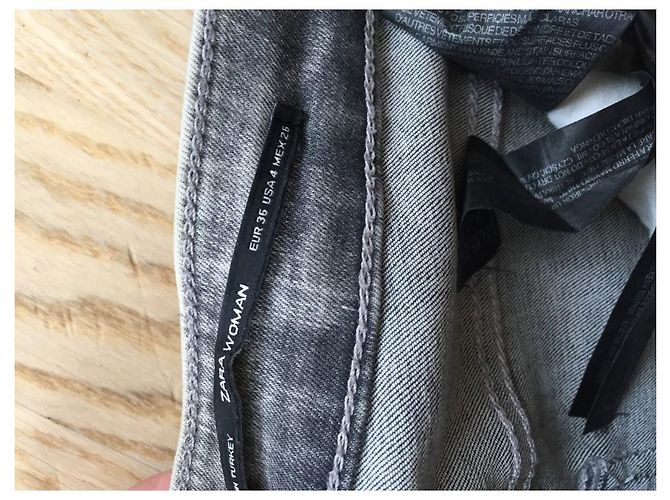 Vaqueros Zara Beige y Gris de Algodón XS - vista 6