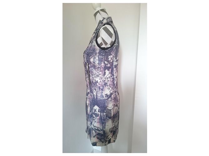 Diesel Vestido corto sin mangas Blanco Púrpura Azul claro - vista 4