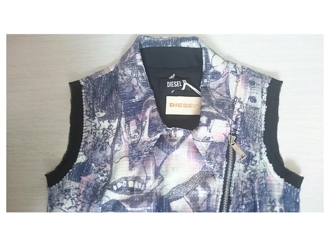 Diesel Vestido corto sin mangas Blanco Púrpura Azul claro - vista 8