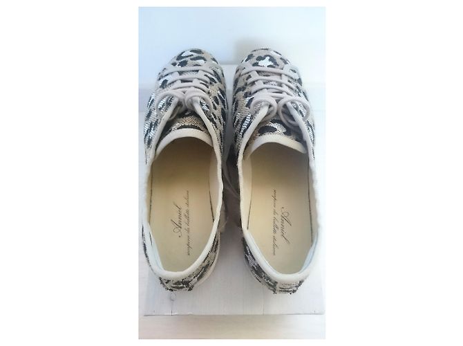 Sneakers piattaforma ANNIEL Beige Crudo Stampa leopardo Taupe - vista 3