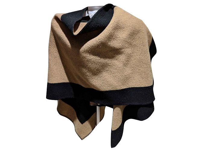 Burberry Poncho aus Kaschmir und Wolle Schwarz Caramel Karamell - Ansicht 2