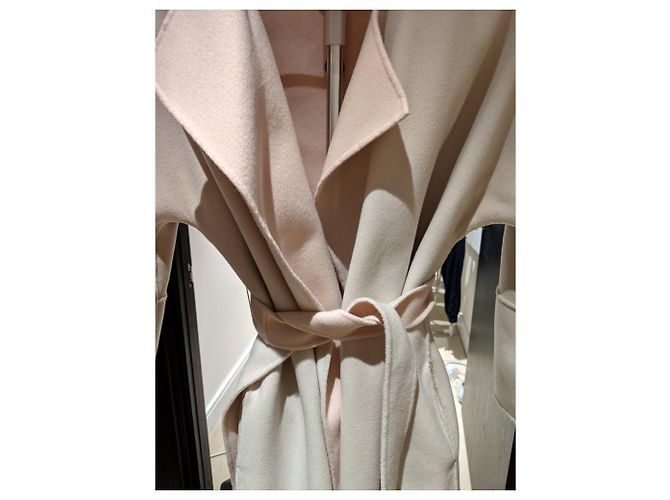 Autre Marque Abrigo Largo Reversible de Lana Rosa Beige - vista 3