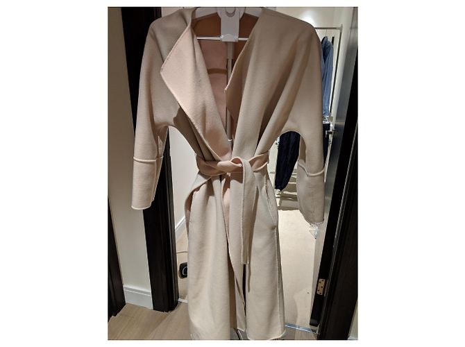 Autre Marque Abrigo Largo Reversible de Lana Rosa Beige - vista 4