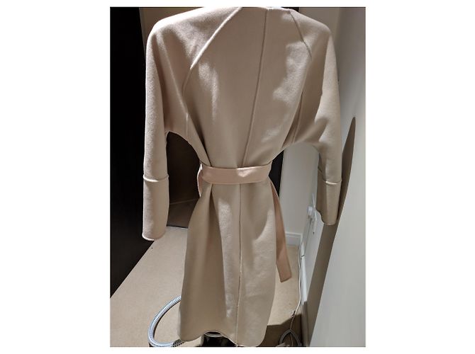 Autre Marque Abrigo Largo Reversible de Lana Rosa Beige - vista 5