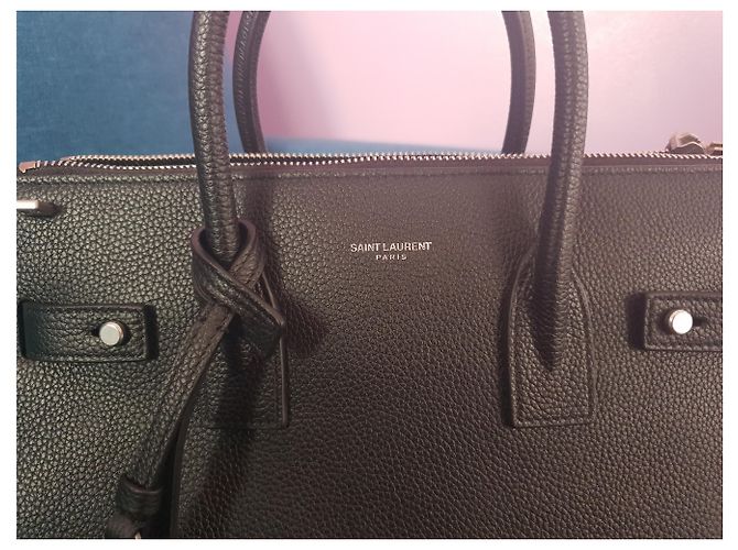 Saint Laurent Shuffle Day Bag Nera in Pelle di Agnello Baby Nero - vista 2