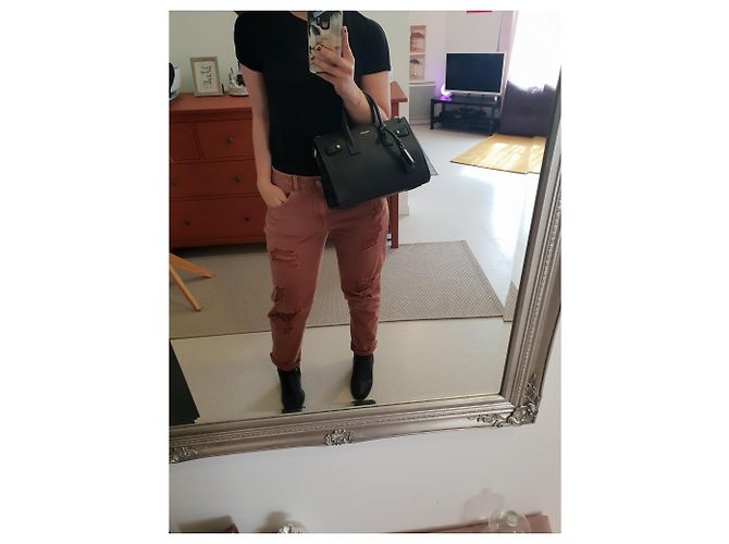 Saint Laurent Shuffle Day Bag Nera in Pelle di Agnello Baby Nero - vista 3