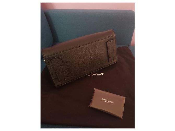 Saint Laurent Shuffle Day Bag Nera in Pelle di Agnello Baby Nero - vista 5