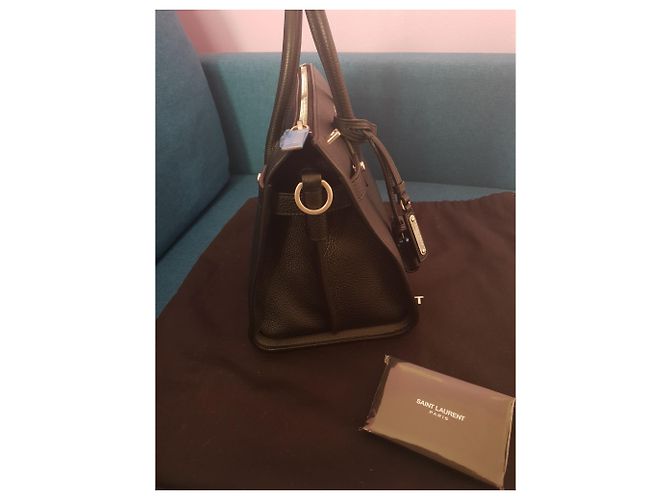 Saint Laurent Shuffle Day Bag Nera in Pelle di Agnello Baby Nero - vista 6