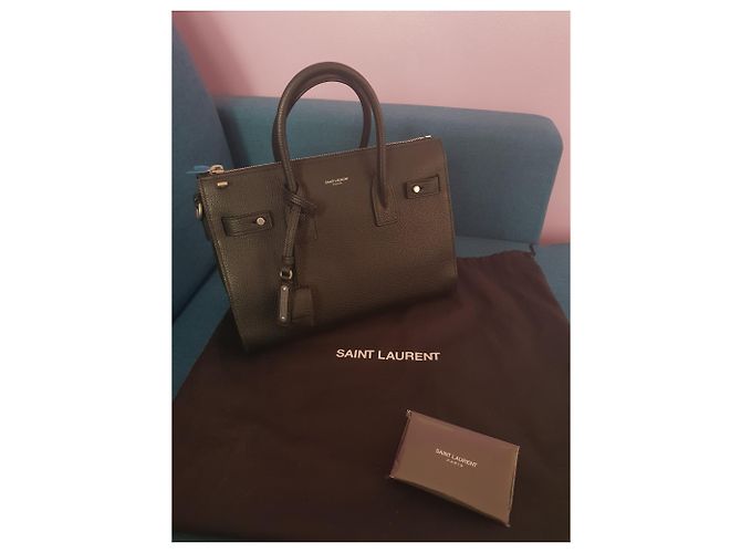 Saint Laurent Shuffle Day Bag Nera in Pelle di Agnello Baby Nero - vista 7