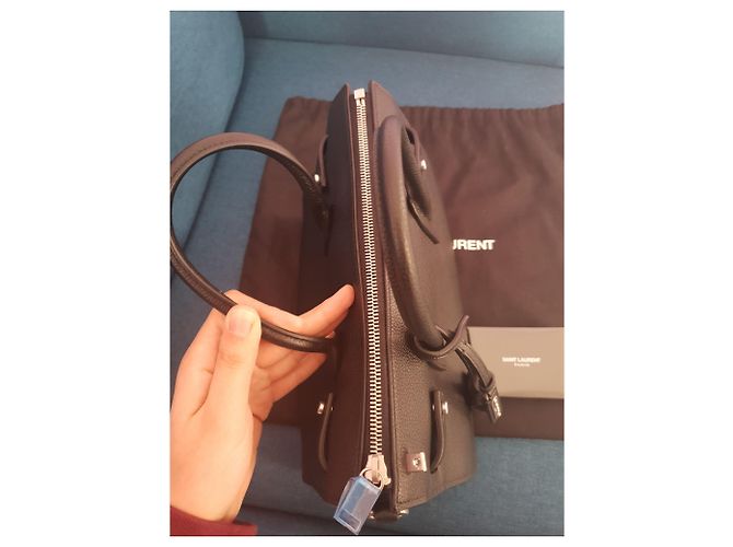 Saint Laurent Shuffle Day Bag Nera in Pelle di Agnello Baby Nero - vista 8