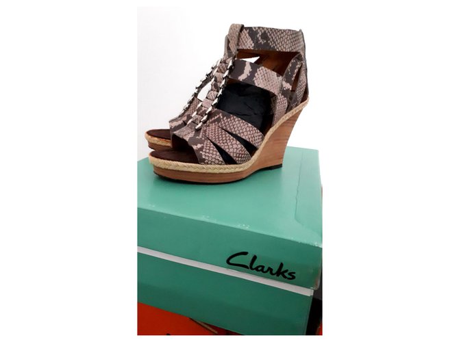 Clarks Python Print Leather Wedge Mules - view 2
