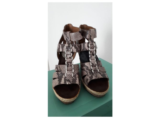 Clarks Python Print Leather Wedge Mules - view 3