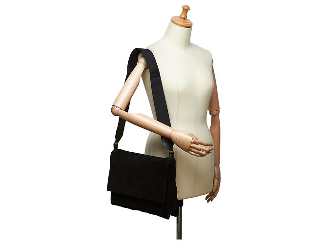 Gucci Tracolla in pelle scamosciata nera - vista 10
