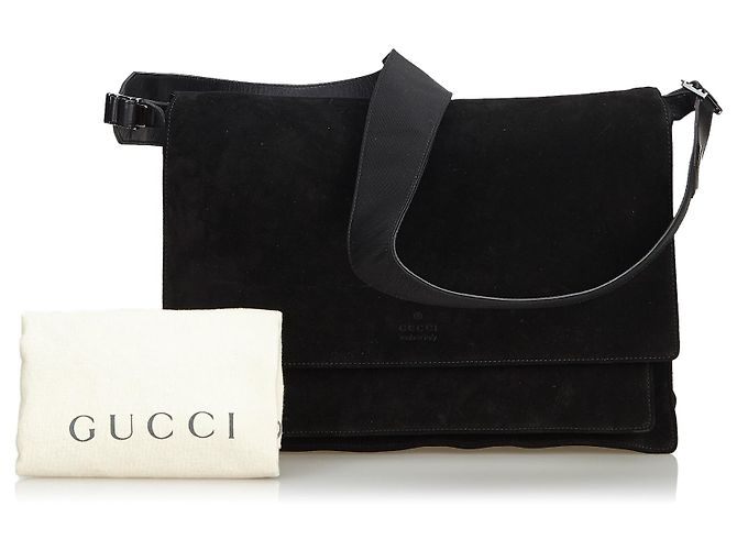 Gucci Tracolla in pelle scamosciata nera - vista 11
