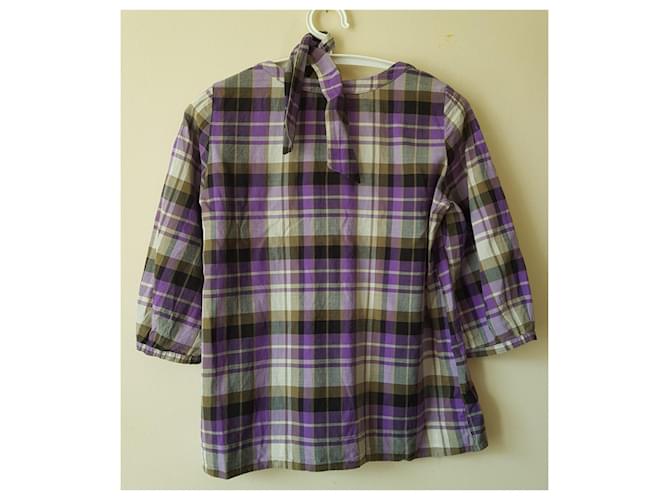 Blusa Sandro de algodón con estampado tartán Multicolor - vista 2