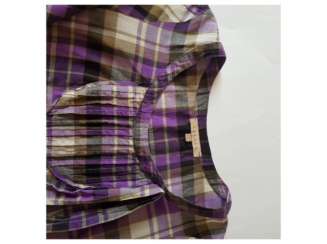 Blusa Sandro de algodón con estampado tartán Multicolor - vista 3