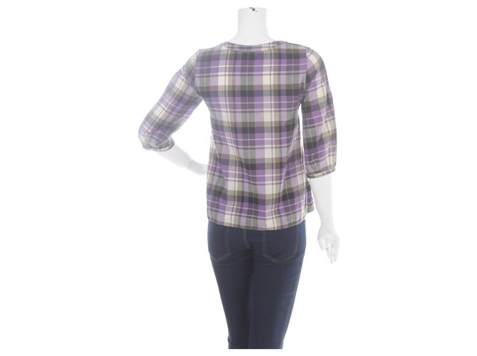 Blusa Sandro de algodón con estampado tartán Multicolor - vista 5