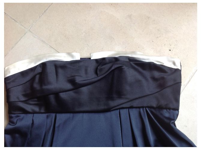 Tara Jarmon - Trägerloses Kleid Marineblau - Ansicht 2