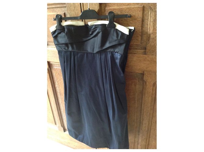 Tara Jarmon - Trägerloses Kleid Marineblau - Ansicht 4