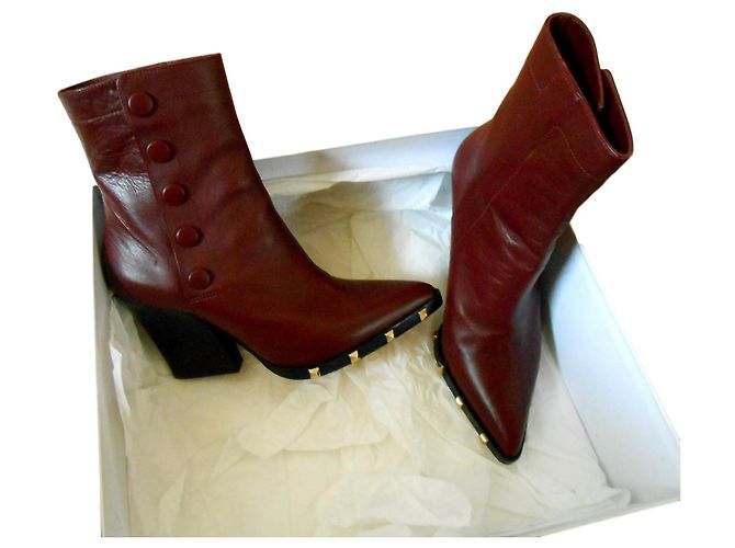 Sonia Rykiel Stiefeletten Leder Dunkelrot 38 Bordeaux - Ansicht 2
