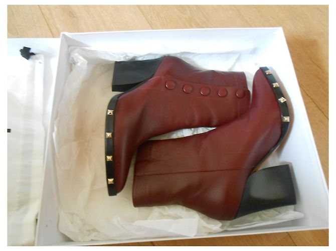 Sonia Rykiel Stiefeletten Leder Dunkelrot 38 Bordeaux - Ansicht 3