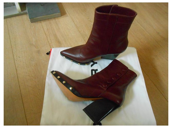 Sonia Rykiel Stiefeletten Leder Dunkelrot 38 Bordeaux - Ansicht 4