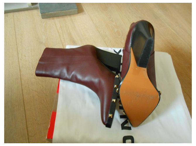 Sonia Rykiel Stiefeletten Leder Dunkelrot 38 Bordeaux - Ansicht 7