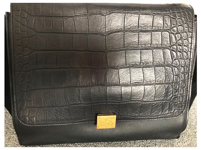 Céline TRAPEZE croco in rilievo, Largo Nero - vista 3