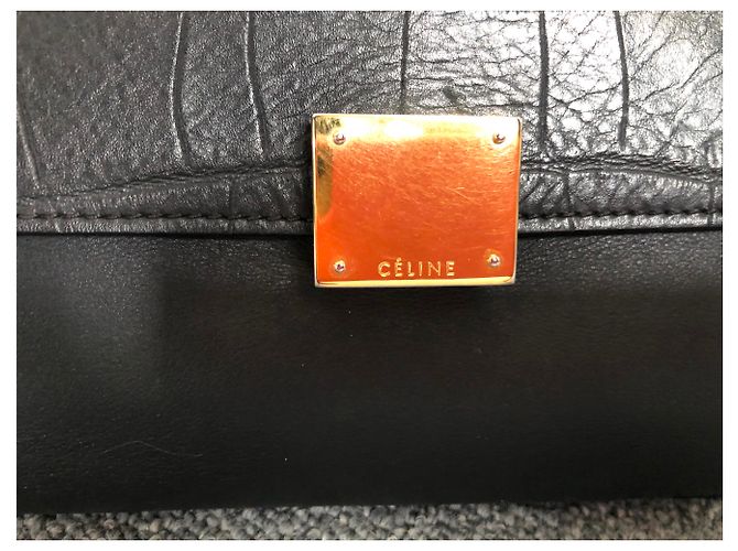 Céline TRAPEZE croco in rilievo, Largo Nero - vista 4