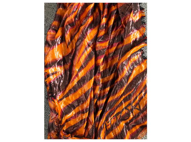 Sciarpa Louis Vuitton Zebra Disco Cachemire Arancione - vista 2