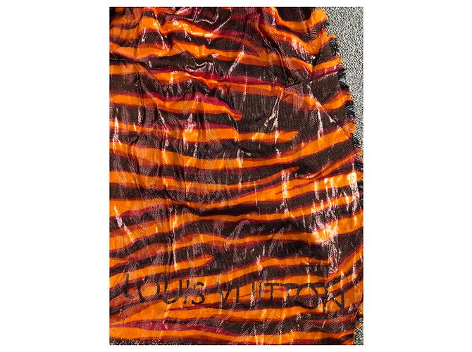 Sciarpa Louis Vuitton Zebra Disco Cachemire Arancione - vista 3