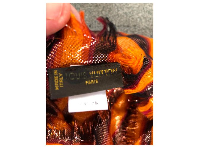 Sciarpa Louis Vuitton Zebra Disco Cachemire Arancione - vista 4