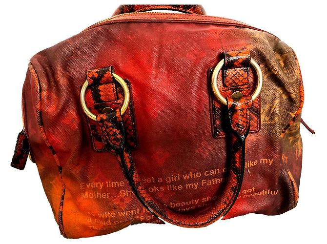Louis Vuitton MANCRAZI Bolso de cuero y pitón marrón naranja Multicolor - vista 2