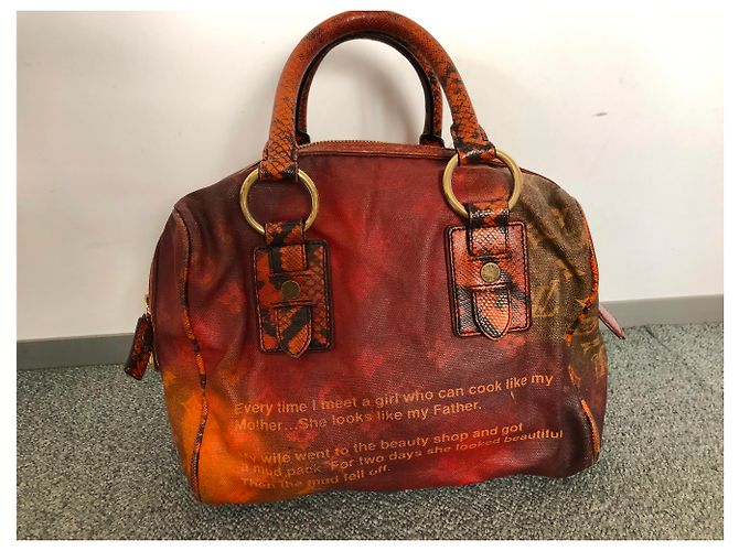 Louis Vuitton MANCRAZI Bolso de cuero y pitón marrón naranja Multicolor - vista 3