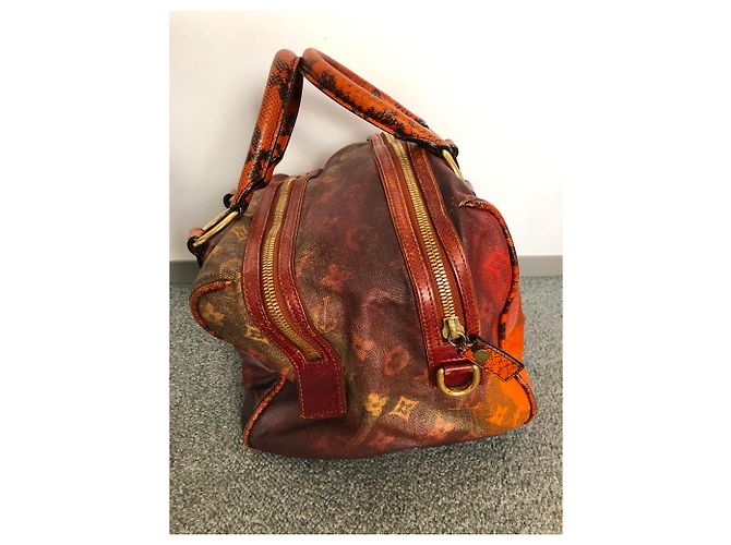 Louis Vuitton MANCRAZI Bolso de cuero y pitón marrón naranja Multicolor - vista 4