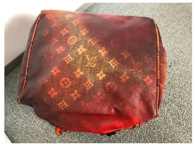 Louis Vuitton MANCRAZI Bolso de cuero y pitón marrón naranja Multicolor - vista 5