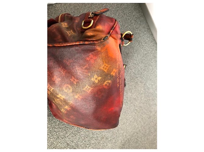 Louis Vuitton MANCRAZI Bolso de cuero y pitón marrón naranja Multicolor - vista 6