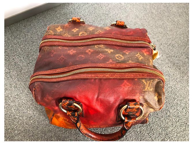 Louis Vuitton MANCRAZI Bolso de cuero y pitón marrón naranja Multicolor - vista 7