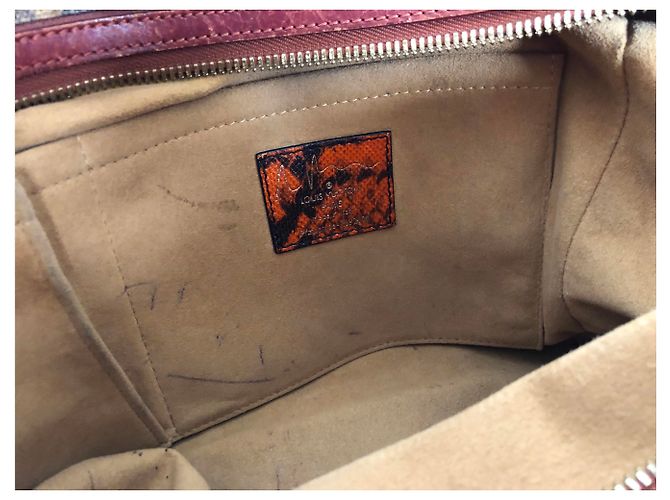 Louis Vuitton MANCRAZI Bolso de cuero y pitón marrón naranja Multicolor - vista 8