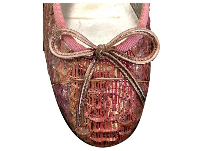 Chanel Ballet Flats Pink Python Leather Size 36 - view 2